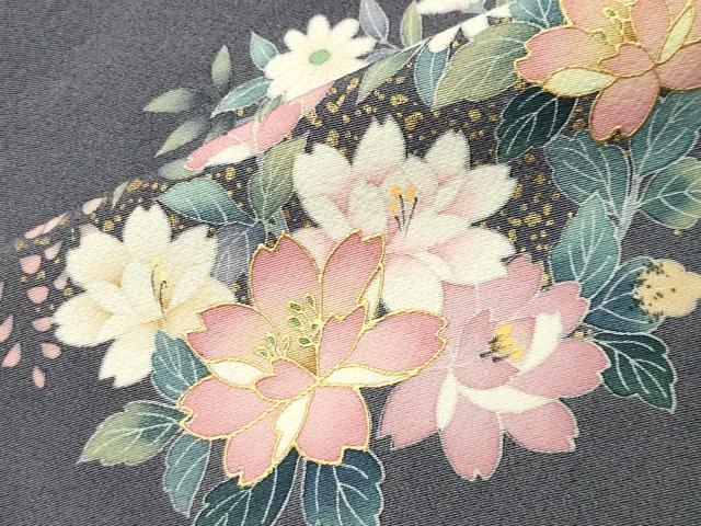 平和屋着物●訪問着　飛蝶花丸文　金彩　正絹　逸品　CABI0849gh