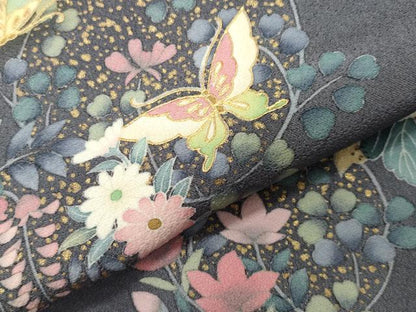 平和屋着物●訪問着　飛蝶花丸文　金彩　正絹　逸品　CABI0849gh