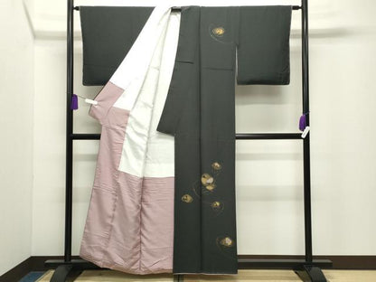 平和屋着物●訪問着　吉祥文　黒地　金彩　正絹　逸品　未使用　CABI0850gh
