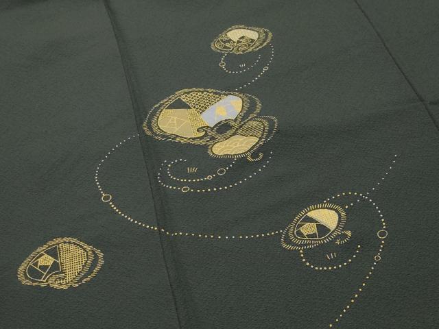 平和屋着物●訪問着　吉祥文　黒地　金彩　正絹　逸品　未使用　CABI0850gh