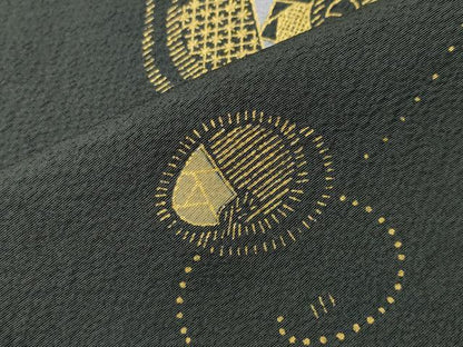 平和屋着物●訪問着　吉祥文　黒地　金彩　正絹　逸品　未使用　CABI0850gh