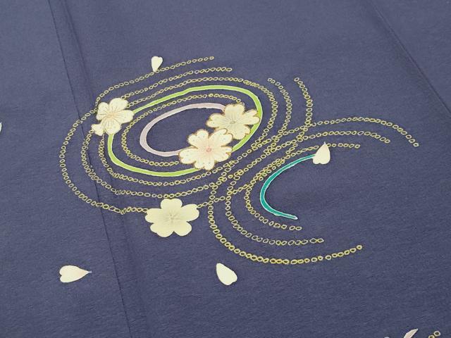 平和屋着物●訪問着　作家物　駒刺繍　舞桜文　金彩　正絹　逸品　CABI0852gh