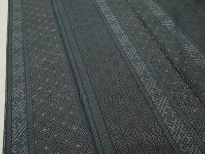 平和屋着物●本場大島紬　7マルキ　麻の葉吉祥間道　正絹　逸品　未使用　CABI0854gh
