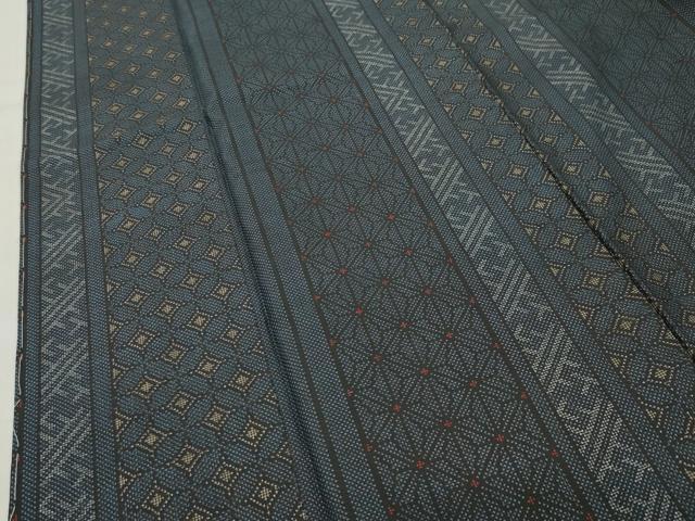平和屋着物●本場大島紬　7マルキ　麻の葉吉祥間道　正絹　逸品　未使用　CABI0854gh