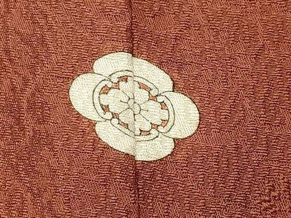 平和屋着物●上質な色無地　花唐草地紋　柿渋色　正絹　逸品　CABI0857gh