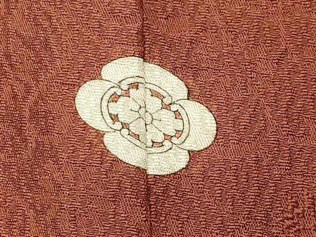 平和屋着物●上質な色無地　花唐草地紋　柿渋色　正絹　逸品　CABI0857gh
