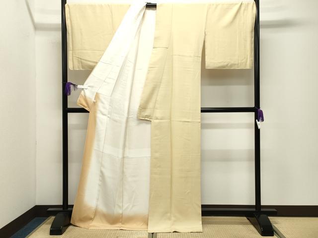 平和屋着物●上質な色無地　御召縮緬　淡黄色　正絹　逸品　CABI0858gh
