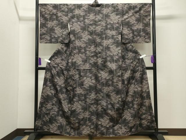 平和屋着物●上質な紬　笹竹文　正絹　逸品　CABI0861gh