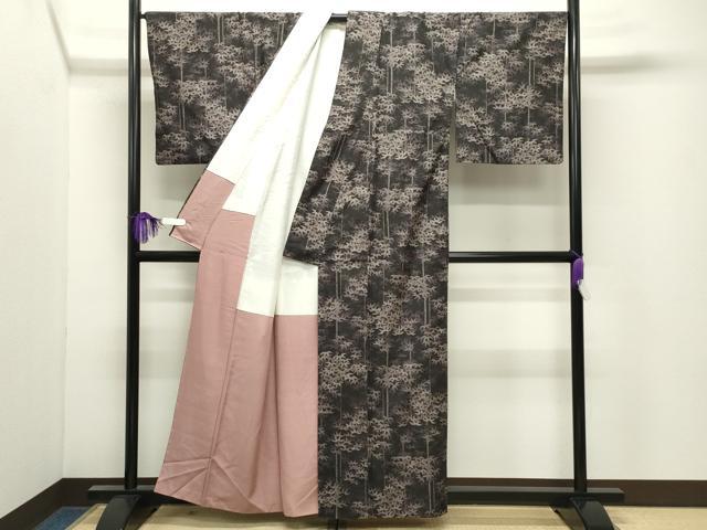 平和屋着物●上質な紬　笹竹文　正絹　逸品　CABI0861gh