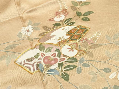 平和屋着物●訪問着　駒刺繍　地紙重ね花文　暈し染め　金銀彩　正絹　逸品　CABI0862gh