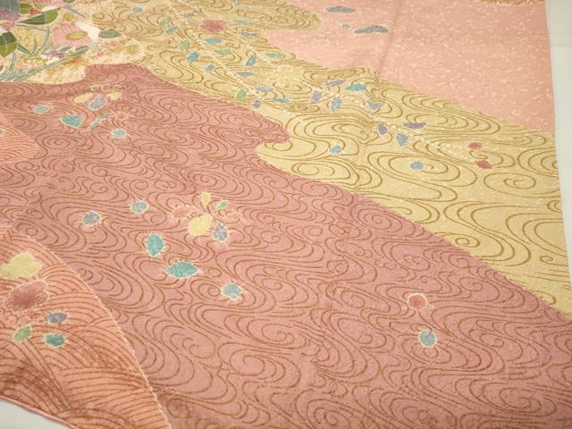 平和屋着物●訪問着　御所車鴛鴦花文　金彩　正絹　逸品　CABI0863gh