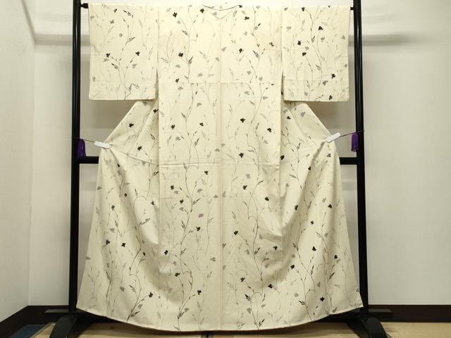 平和屋着物●上質な小紋　手描き　草花文　金彩　正絹　逸品　CABI0867gh