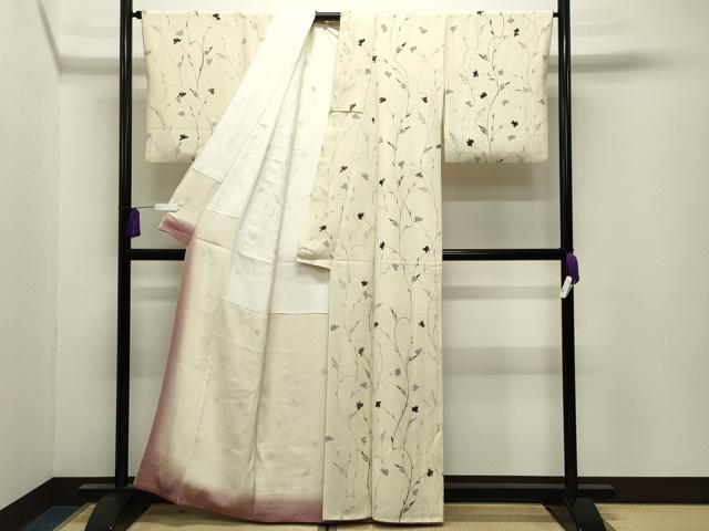 平和屋着物●上質な小紋　手描き　草花文　金彩　正絹　逸品　CABI0867gh