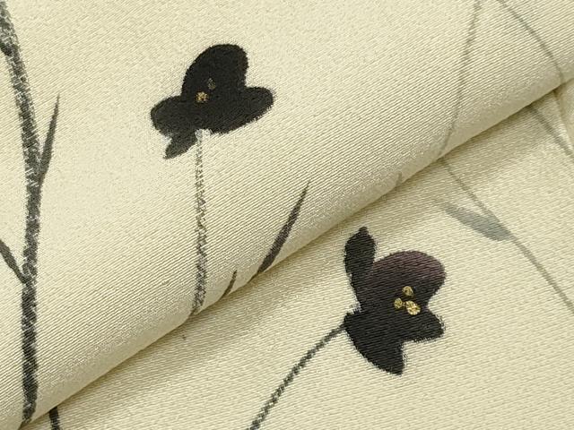 平和屋着物●上質な小紋　手描き　草花文　金彩　正絹　逸品　CABI0867gh