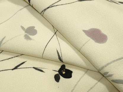 平和屋着物●上質な小紋　手描き　草花文　金彩　正絹　逸品　CABI0867gh