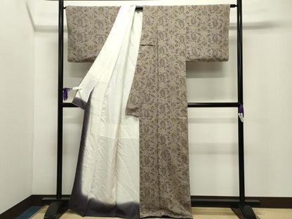平和屋着物●上質な小紋　更紗花唐草文　鬼しぼ縮緬　正絹　逸品　未使用　CABI0870gh