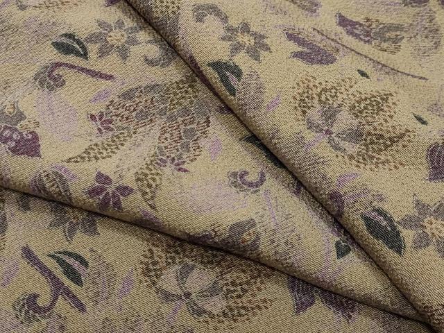 平和屋着物●上質な小紋　更紗花唐草文　鬼しぼ縮緬　正絹　逸品　未使用　CABI0870gh