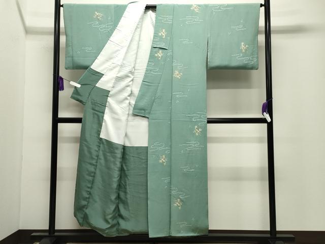 平和屋着物●中国三大刺繍　スワトウ刺繍　小紋　駒刺繍　絞り　短冊流水花文　正絹　逸品　CABI0876gh