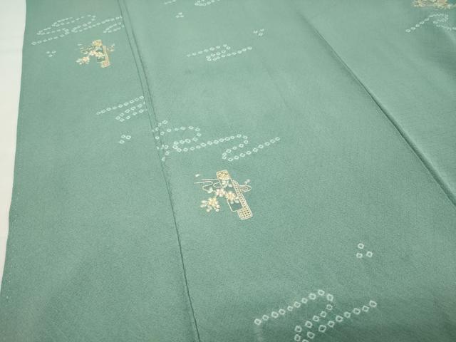 平和屋着物●中国三大刺繍　スワトウ刺繍　小紋　駒刺繍　絞り　短冊流水花文　正絹　逸品　CABI0876gh