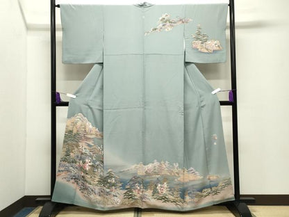 平和屋着物●訪問着　友禅　作家物　風景文　暈し染め　正絹　逸品　CABI0877gh