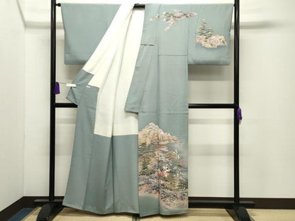 平和屋着物●訪問着　友禅　作家物　風景文　暈し染め　正絹　逸品　CABI0877gh