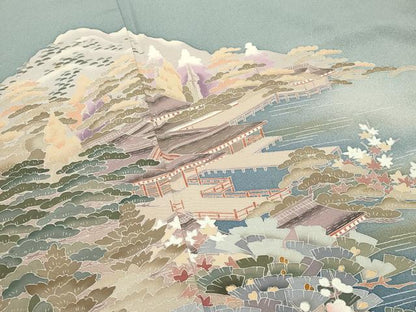 平和屋着物●訪問着　友禅　作家物　風景文　暈し染め　正絹　逸品　CABI0877gh