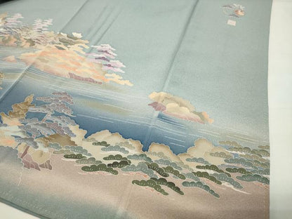 平和屋着物●訪問着　友禅　作家物　風景文　暈し染め　正絹　逸品　CABI0877gh