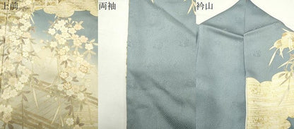 平和屋着物●訪問着　駒刺繍　渡橋枝垂れ桜文　暈し染め　金彩　正絹　逸品　CABI0878gh