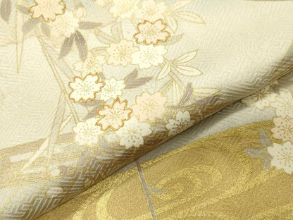 平和屋着物●訪問着　駒刺繍　渡橋枝垂れ桜文　暈し染め　金彩　正絹　逸品　CABI0878gh