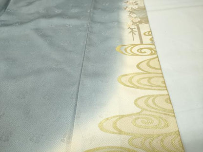 平和屋着物●訪問着　駒刺繍　渡橋枝垂れ桜文　暈し染め　金彩　正絹　逸品　CABI0878gh