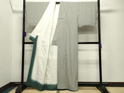 平和屋着物▼上質な小紋　縞　正絹　逸品　CABI0879gh