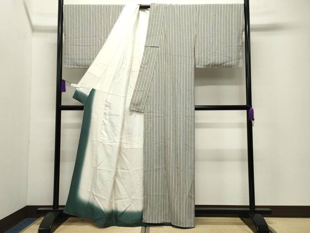 平和屋着物▼上質な小紋　縞　正絹　逸品　CABI0879gh