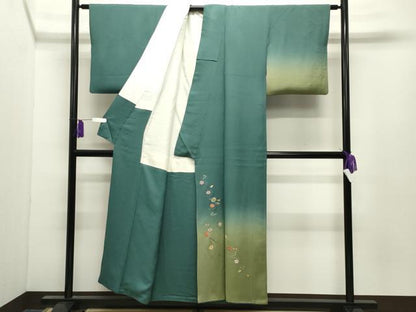 平和屋着物●訪問着　総刺繍　吹き寄せ文　暈し染め　金糸　正絹　逸品　CABI0880gh