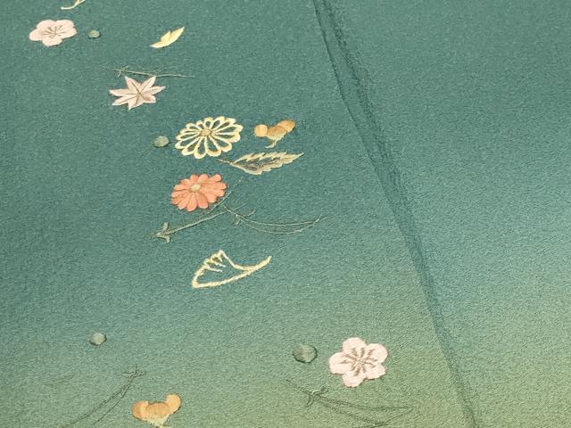 平和屋着物●訪問着　総刺繍　吹き寄せ文　暈し染め　金糸　正絹　逸品　CABI0880gh