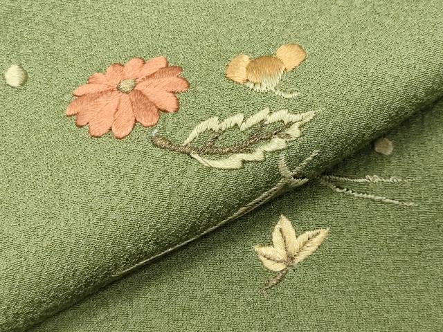 平和屋着物●訪問着　総刺繍　吹き寄せ文　暈し染め　金糸　正絹　逸品　CABI0880gh