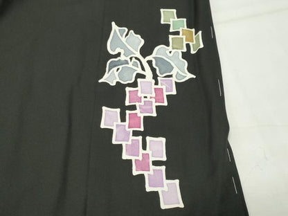 平和屋着物●豪華黒留袖　ろうけつ染　枝葉吉祥文　仮絵羽　正絹　逸品　未使用　CABI0883gh