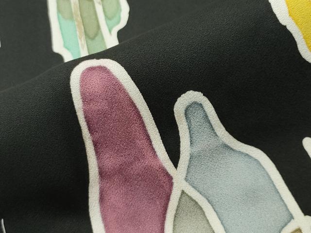 平和屋着物●豪華黒留袖　ろうけつ染　幾何学文様　仮絵羽　正絹　逸品　未使用　CABI0888gh