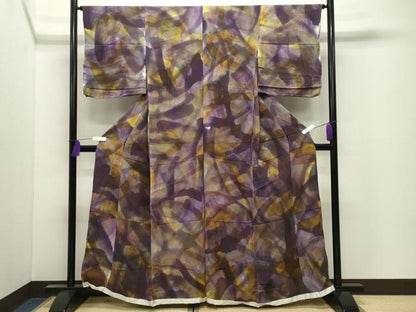 平和屋着物●上質な小紋　霞文　鬼しぼ縮緬　仮絵羽　正絹　逸品　未使用　CABI0889gh