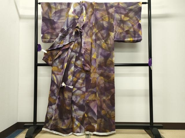 平和屋着物●上質な小紋　霞文　鬼しぼ縮緬　仮絵羽　正絹　逸品　未使用　CABI0889gh