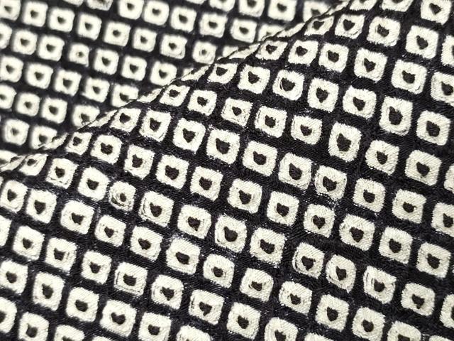 平和屋着物●大変加工の良い総絞り小紋　黒地　三越扱い　正絹　逸品　CABI0893gh