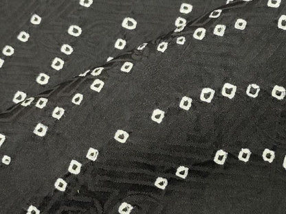 平和屋着物●上質な小紋　総絞り　流水文　黒地　正絹　逸品　CABI0896gh