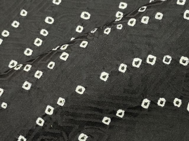 平和屋着物●上質な小紋　総絞り　流水文　黒地　正絹　逸品　CABI0896gh
