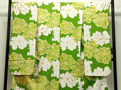 平和屋着物●豪華振袖　地紋起こし　牡丹花文　金彩　正絹　逸品　CABI0899gh