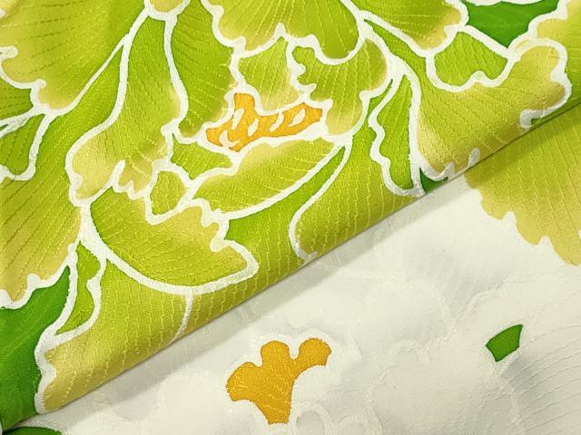平和屋着物●豪華振袖　地紋起こし　牡丹花文　金彩　正絹　逸品　CABI0899gh