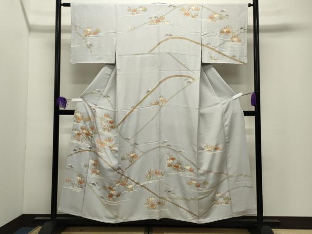 平和屋着物●創業460年・千總　訪問着　駒刺繍　桐松文　金彩　高島屋扱い　正絹　逸品　CABI0901gh