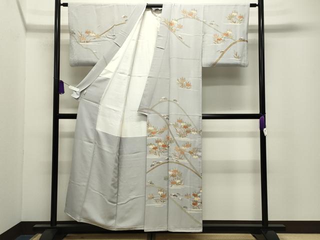 平和屋着物●創業460年・千總　訪問着　駒刺繍　桐松文　金彩　高島屋扱い　正絹　逸品　CABI0901gh