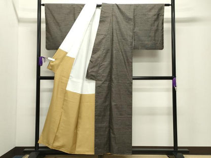 平和屋着物●本場大島紬　格子　正絹　逸品　未使用　CABI0902gh