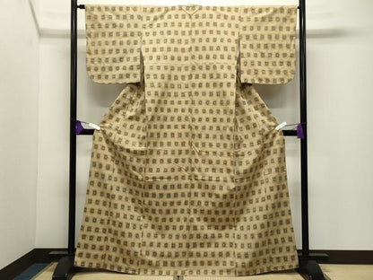 平和屋着物●上質な紬　格子　正絹　逸品　CABI0903gh