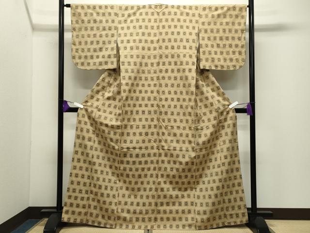 平和屋着物●上質な紬　格子　正絹　逸品　CABI0903gh