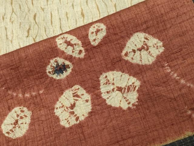 平和屋着物●上質な紬　絞り　型染め　風景花文　正絹　逸品　CABI0904gh